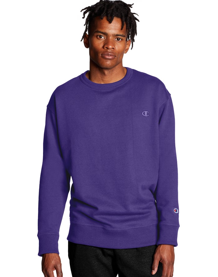 Champion Powerblend Fleece Crew C Logo - Miesten Violetit Collegepaita - Suomi 9053641-DM